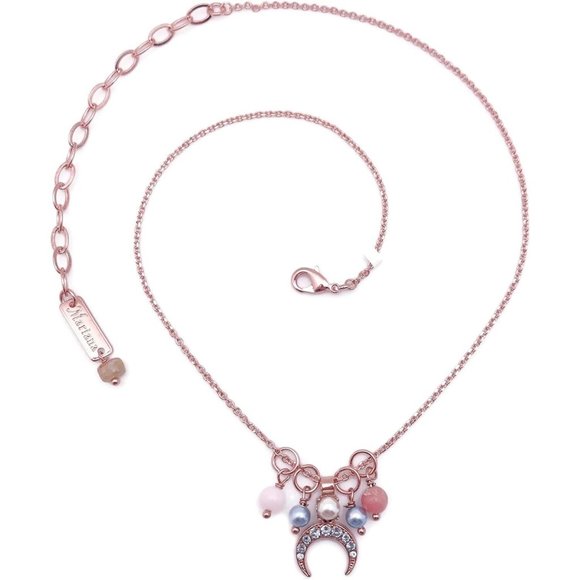 Mariana Earl Grey Rose Gold Pendant Necklace Clear Crescent & Dangles M1132 NEW - Picture 3 of 3